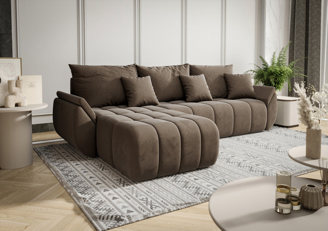 Designbank Lenoa met slaap- en klapfunctie in Fluweel