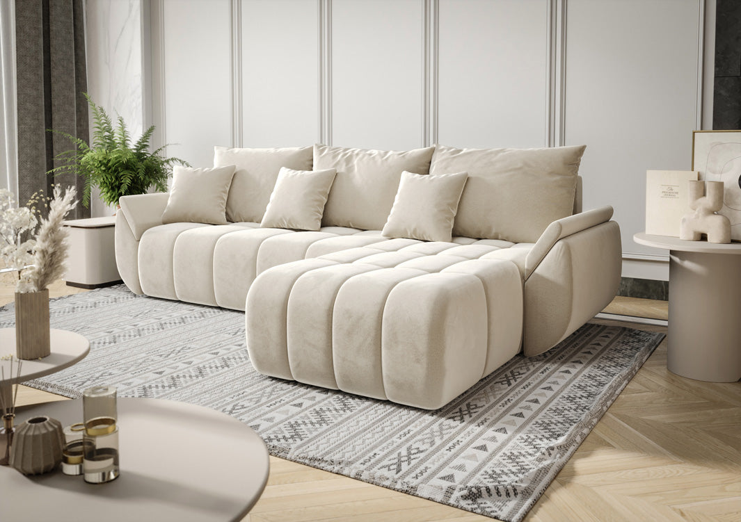 Designbank Lenoa met slaap- en klapfunctie in Fluweel