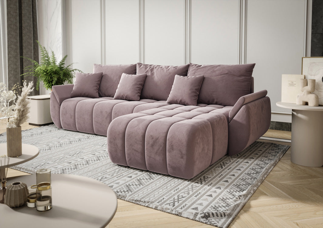 Designbank Lenoa met slaap- en klapfunctie in Fluweel