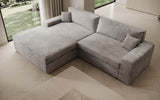 Designer Ecksofa Lugo in Cord – Hellgrau – Links