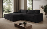 Designer Ecksofa Lugo in Cord – Schwarz – Links