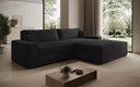 Designer Ecksofa Lugo in Cord – Schwarz – Rechts
