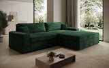 Designer Ecksofa Lugo in Cord – Grün – Rechts