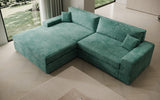 Designer Ecksofa Lugo in Cord – Vintage Blau – Links