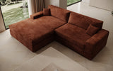 Designer Ecksofa Lugo in Cord – Terrakotta – Links