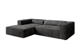 Designer Ecksofa Vasto in Cord – Grau – Links