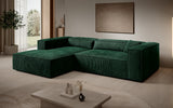 Designer Ecksofa Vasto in Cord – Grün – Links