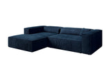 Designer Ecksofa Vasto in Cord – Blau – Links