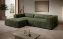 Designer Ecksofa Vasto in Cord – Olive – Links