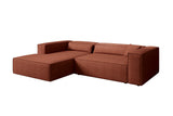 Designer Ecksofa Vasto in Strukturstoff – Terrakotta – Links