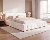 Designer Polsterbett Nela in Bouclé – Weiß
