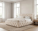 Designer Polsterbett Nino in Samt – Beige