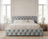 Designer Polsterbett Nino in Samt – Grau