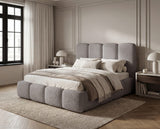 Designer Polsterbett Perla in Bouclé – Grau