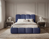 Designer Polsterbett Perla in Bouclé – Blau