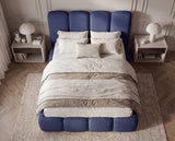 Designer Polsterbett Perla in Bouclé – Blau