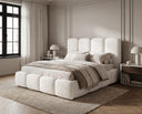 Designer Polsterbett Perla in Bouclé – Weiß