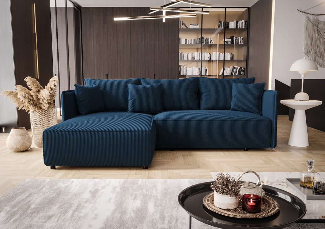 Designerbank Marlen met slaap- en klapfunctie in Ribstof