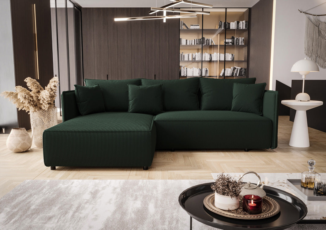 Designerbank Marlen met slaap- en klapfunctie in Ribstof
