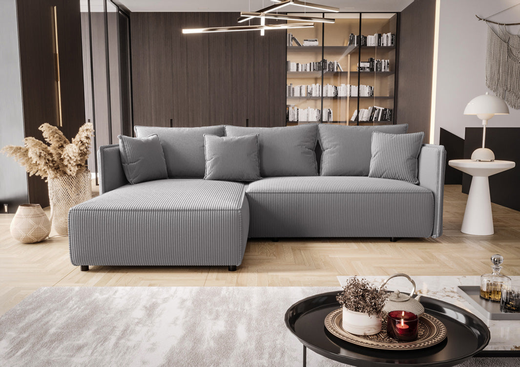 Designerbank Marlen met slaap- en klapfunctie in Ribstof