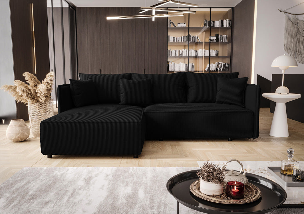 Designerbank Marlen met slaap- en klapfunctie in Ribstof