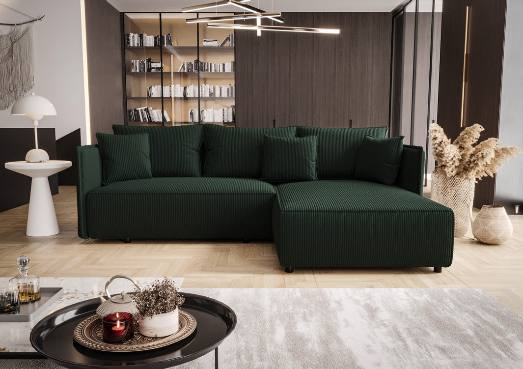 Designerbank Marlen met slaap- en klapfunctie in Ribstof