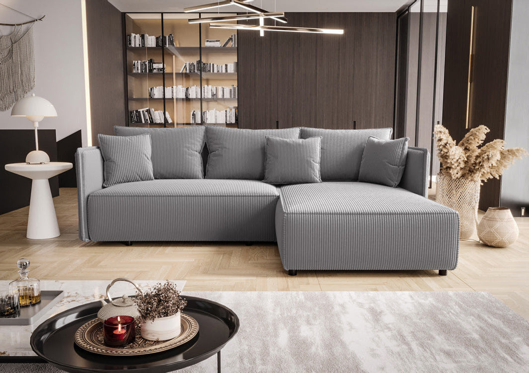 Designerbank Marlen met slaap- en klapfunctie in Ribstof