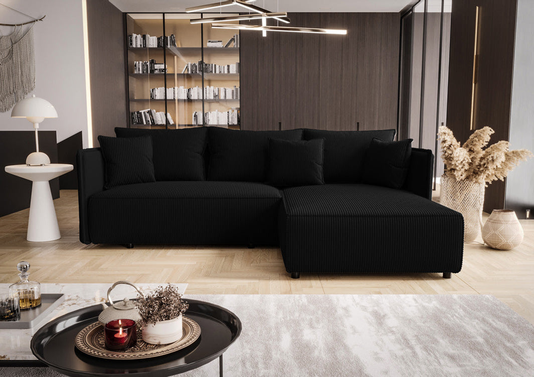 Designerbank Marlen met slaap- en klapfunctie in Ribstof