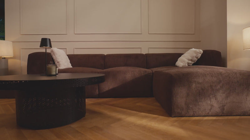 Designer hoekbank Snug in Ribstof