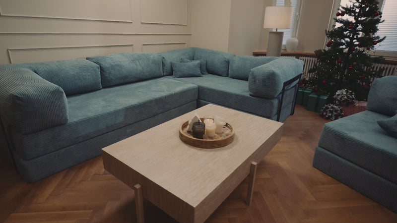 Designer hoekbank Lazy in Ribstof