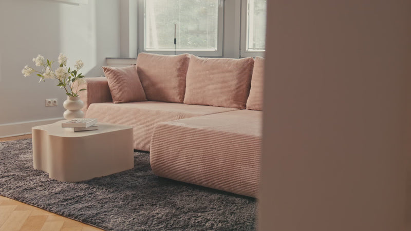 Designer hoekbank Hanna met slaapfunctie en opbergruimte