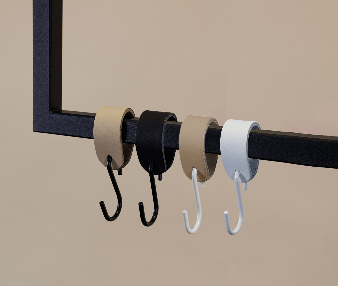 Lederen kledinghaken Arcoro van staal & echt leer