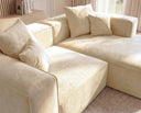 Designer Ecksofa Reno in Samt – Beige – Rechts