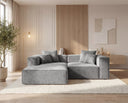 Designer Ecksofa Reno in Samt – Grau – Links