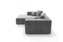 Designer Ecksofa Reno in Samt – Grau – Links
