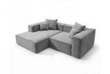 Designer Ecksofa Reno in Samt – Grau – Links