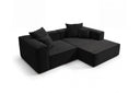 Designer Ecksofa Reno in Samt – Schwarz – Rechts