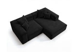 Designer Ecksofa Reno in Samt – Schwarz – Rechts