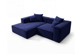Designer Ecksofa Reno in Samt – Blau – Links
