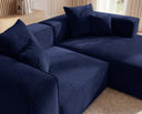 Designer Ecksofa Reno in Samt – Blau – Rechts