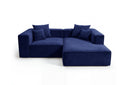 Designer Ecksofa Reno in Samt – Blau – Rechts