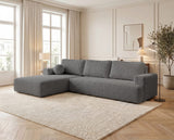 Designer Ecksofa Vanto in Bouclé – Grau – Links