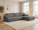 Designer Ecksofa Vanto in Bouclé – Grau – Rechts
