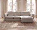 Designer Ecksofa Tino in Strukturstoff – Hellgrau – Rechts