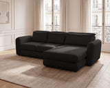 Designer Ecksofa Tino in Strukturstoff – Schwarz – Rechts
