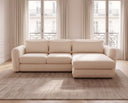 Designer Ecksofa Tino in Strukturstoff – Weiß – Rechts