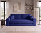 Designer 3 Sitzer Sofa Nilo in Samt mit Schlaffunktion & Stauraum – Blau