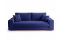 Designer 3 Sitzer Sofa Nilo in Samt mit Schlaffunktion & Stauraum – Blau