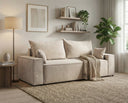 Designer 3 Sitzer Sofa Rego in Samt mit Schlaffunktion & Stauraum – Beige