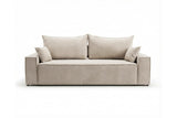 Designer 3 Sitzer Sofa Rego in Samt mit Schlaffunktion & Stauraum – Beige